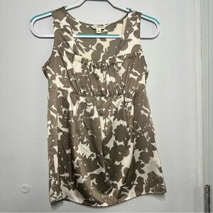 Taupe Floral Sleeveless Blouse